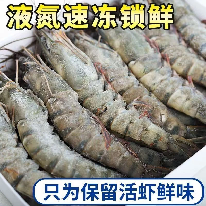 黑虎虾净重特大号新鲜活冻黑虎虾海捕水产老虎虾速冻新鲜水产批发