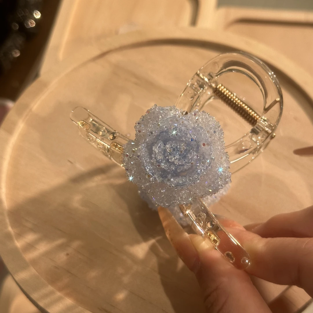 蓝色碎冰冰新款抓夹后脑勺发量少鲨鱼夹034