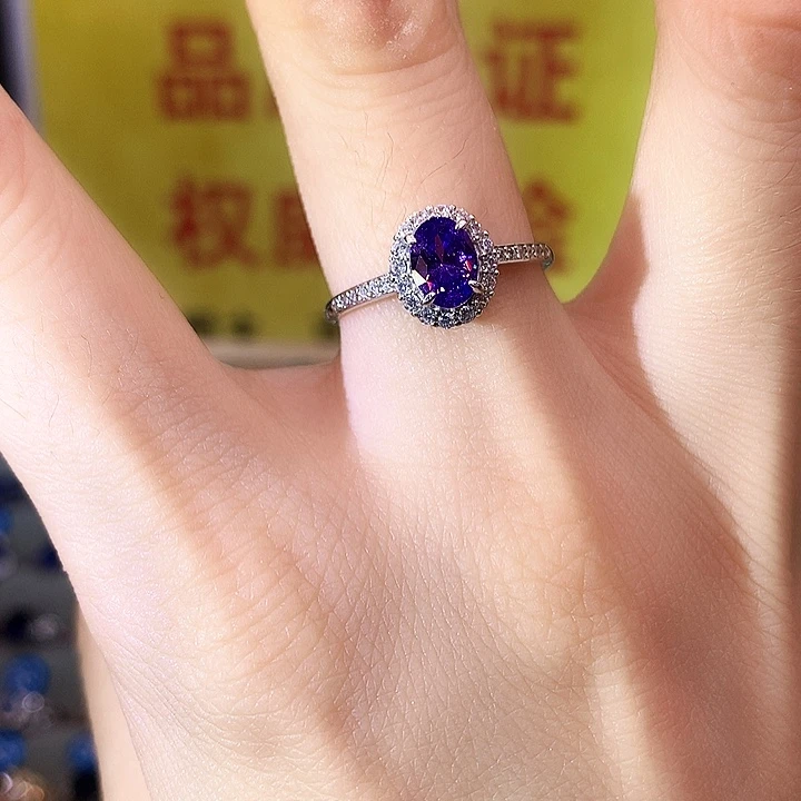 紫晶戒指银S925镶嵌戒指