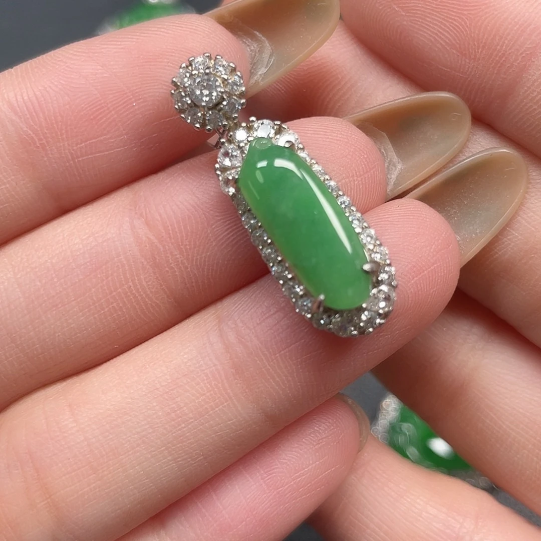 翡翠银S925镶嵌吊坠(不含链)