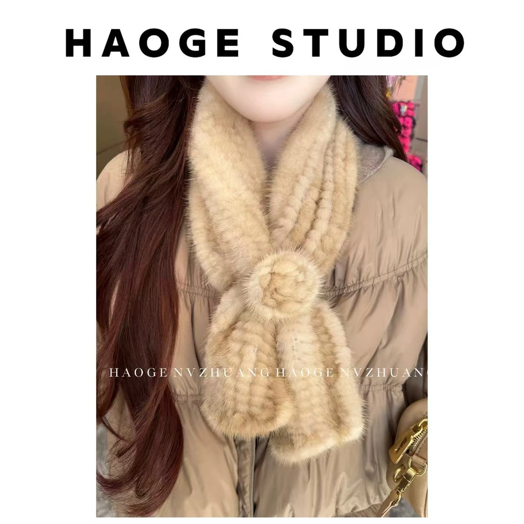 浩哥严选●水貂毛围巾预HGQ5WJ3601A时尚百搭保暖简版日常通勤设计