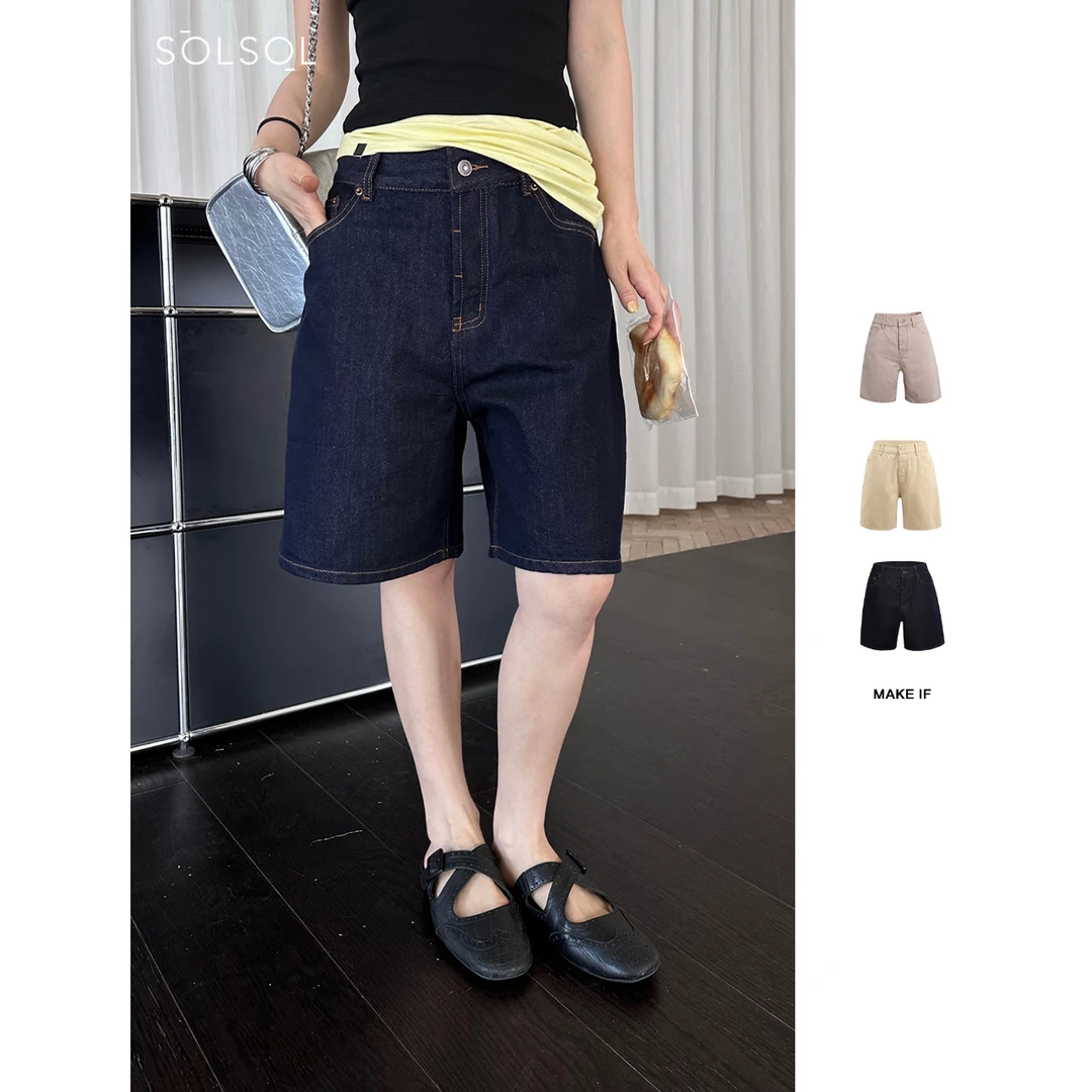 MAKE IF设计师品牌25春夏新品牛仔短裤SOLSOL溜达裤