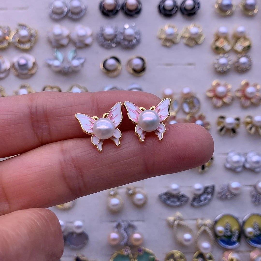 淡水珍珠耳饰合金