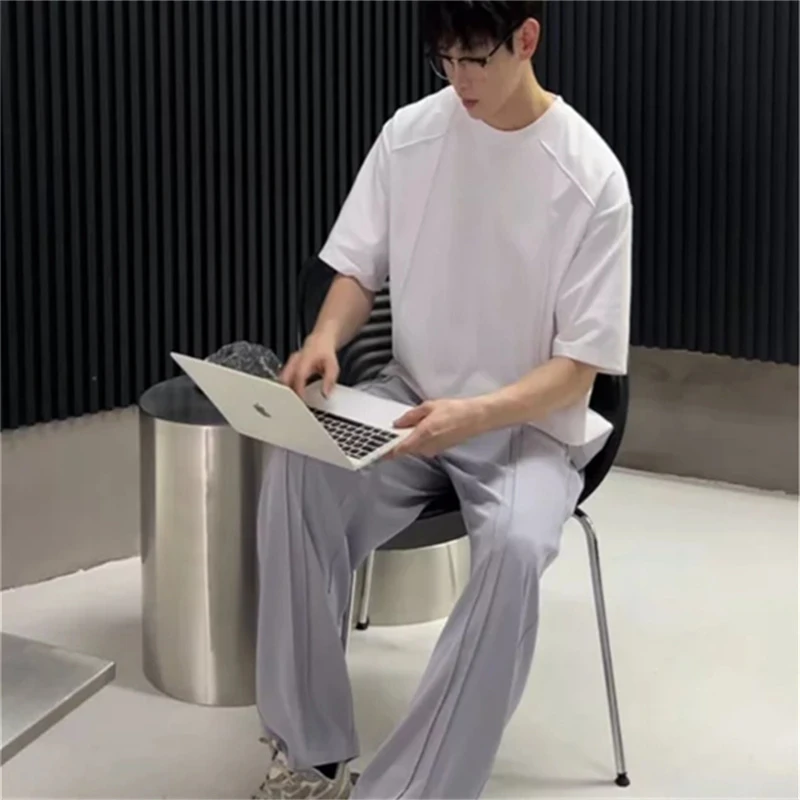 【秦瑞瑞专属】卡码拍小-开伦T119004肩部明线十字针·慵懒风短袖T恤