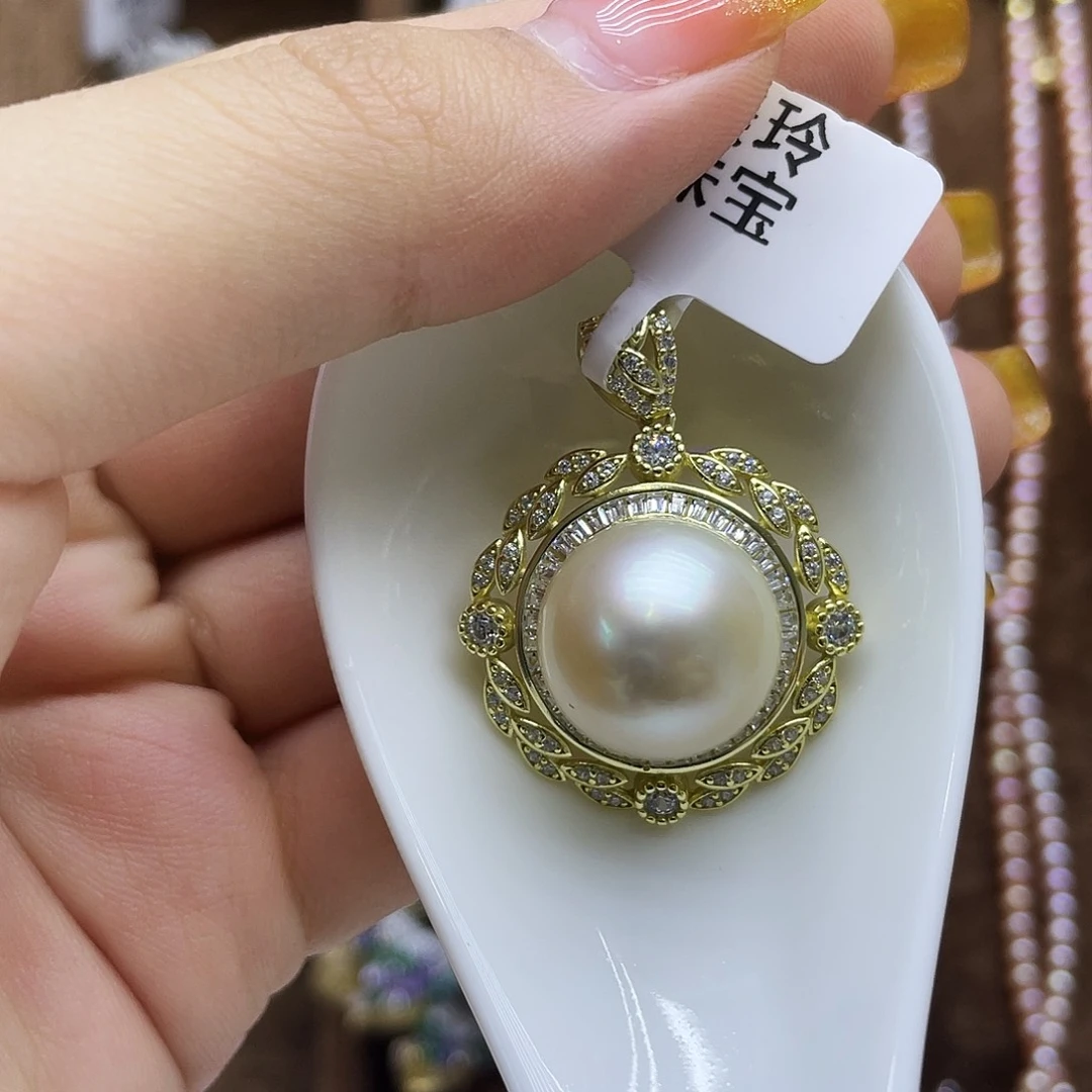 海水珍珠银S925镶嵌颈饰