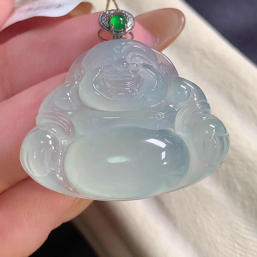 翡翠18K金镶嵌颈饰佛公