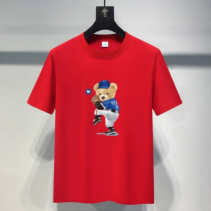 夏季百搭新款圆领半袖200克索罗娜短袖透气男士印花T恤宽松休闲