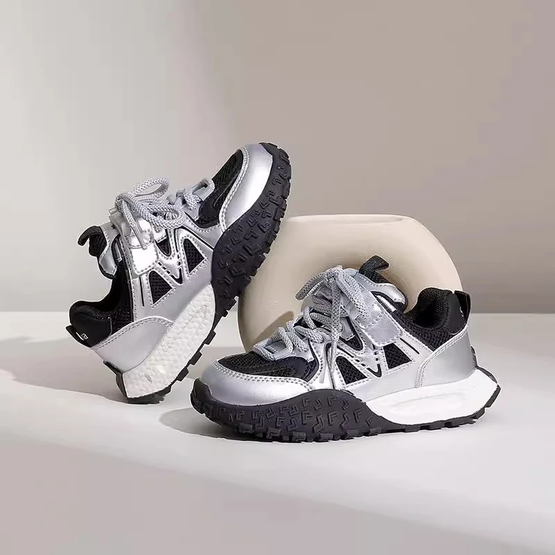 运动鞋网面透气女童跑步软底鞋2025春季新款男童休闲鞋中大童潮鞋