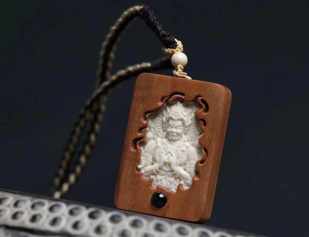 H008天然猛犸牙搭配老山檀香 不动冥王 支持鉴定 假一罚四