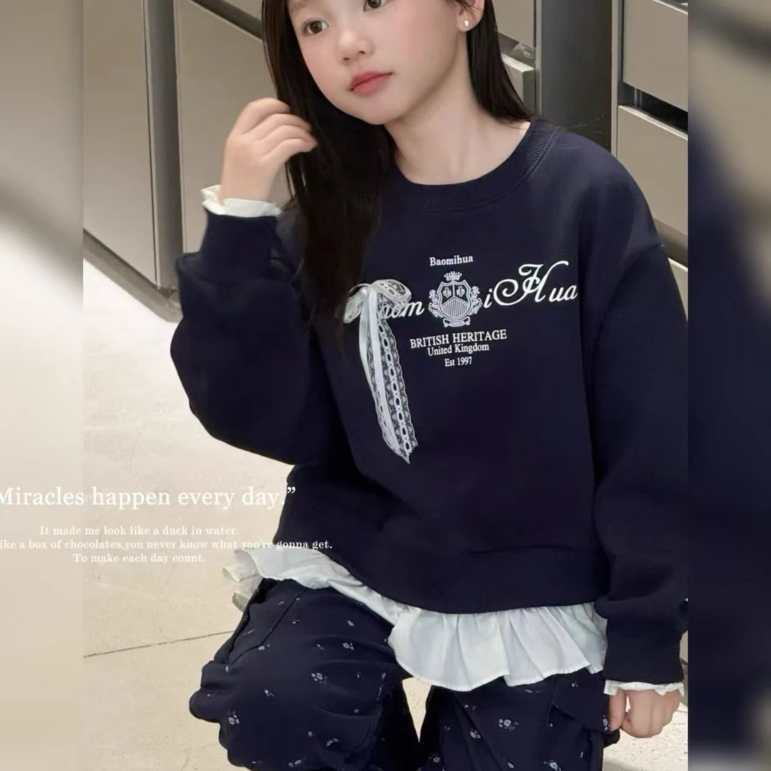 【2025秋季新款】韩版潮流图案印花儿童圆领卫衣U2776