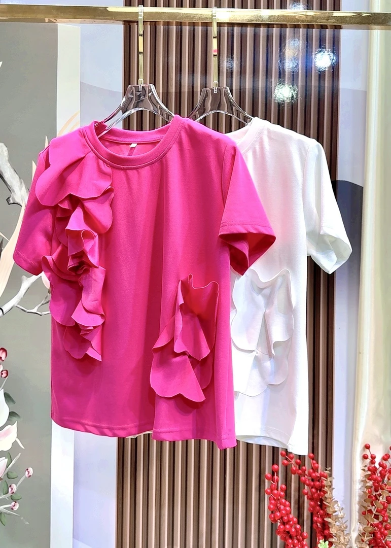 【花瓣T】时尚高端舒适打底T白色夏季宽松短袖T恤