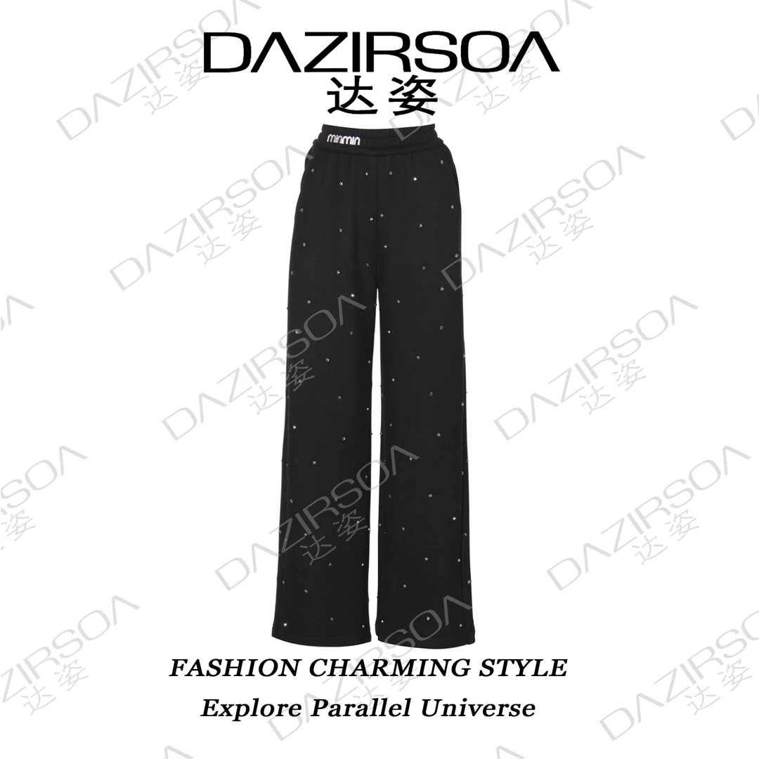 DAZIRSOA/达姿25S/S“携星揽月”烫钻个性直筒休闲裤 P036