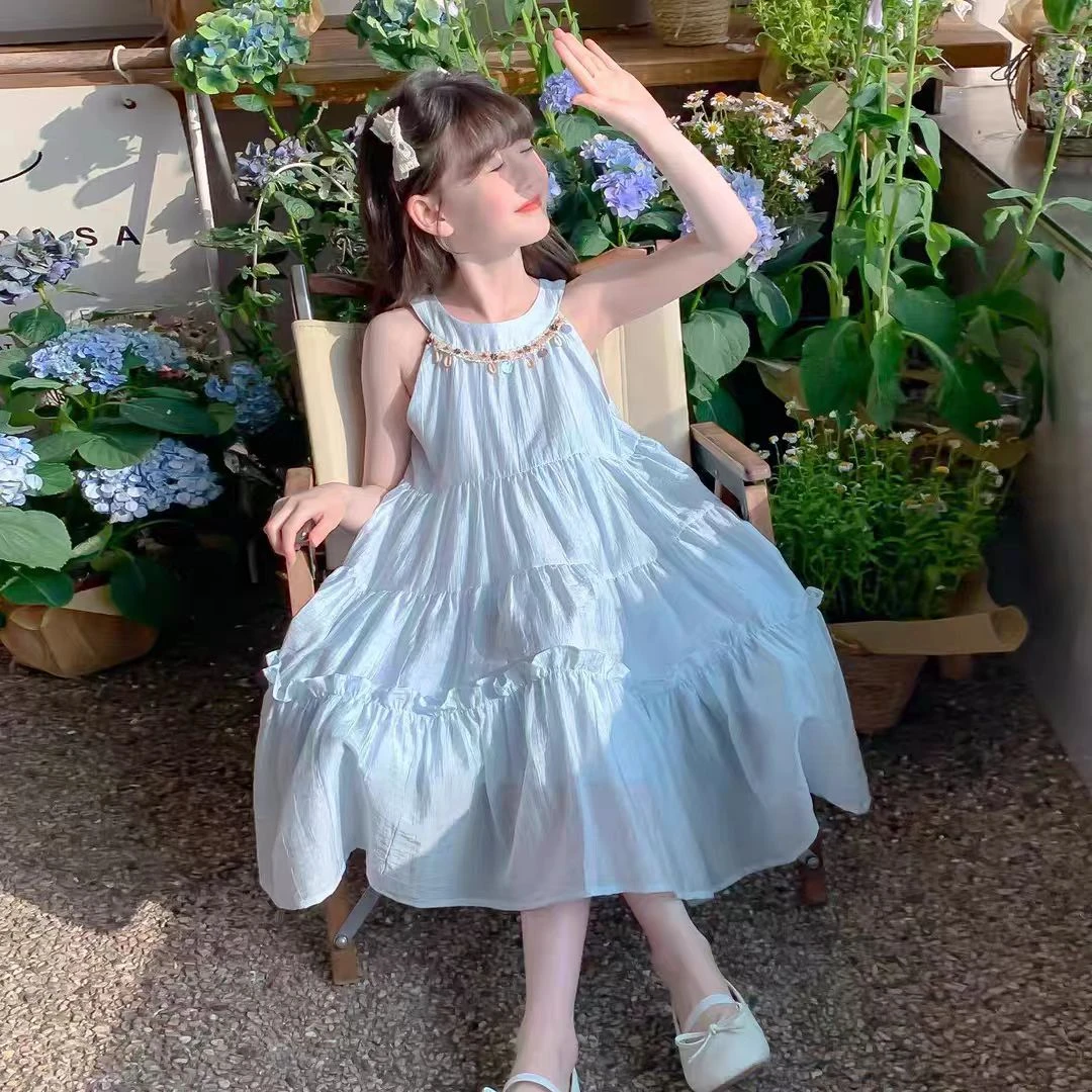 【现货】女童装夏装吊带裙2025夏季新款韩版儿童公主沙滩裙子小女孩