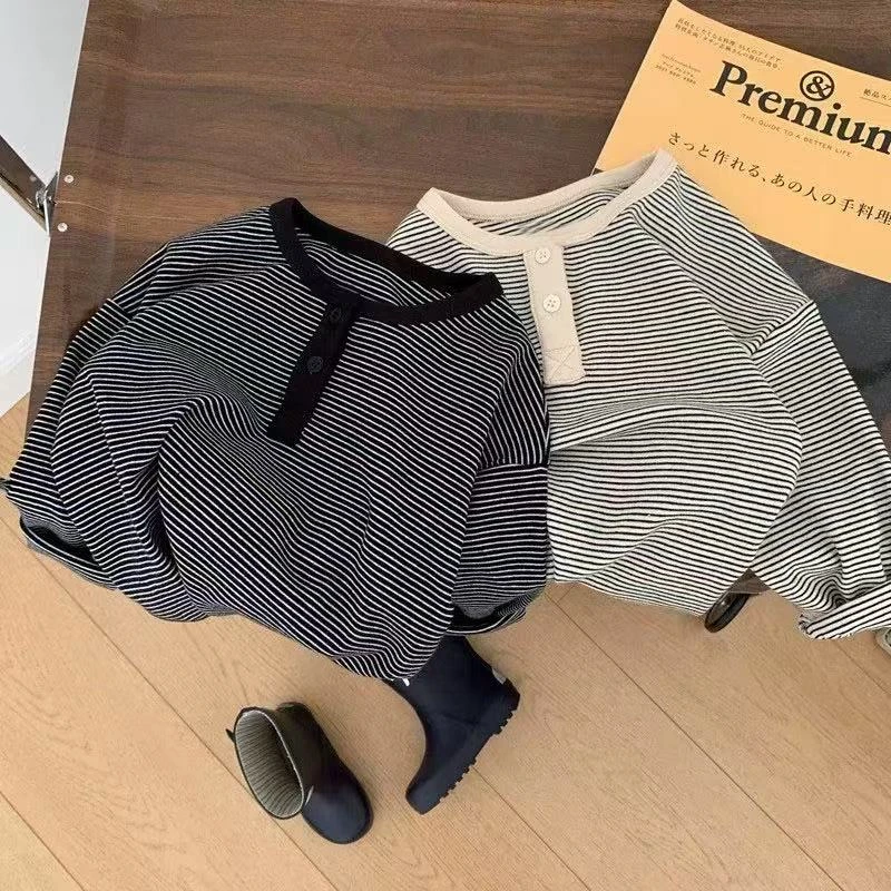 儿童打底衫秋季新款男童长袖T恤女童打底衣条纹衣服童装外穿上衣