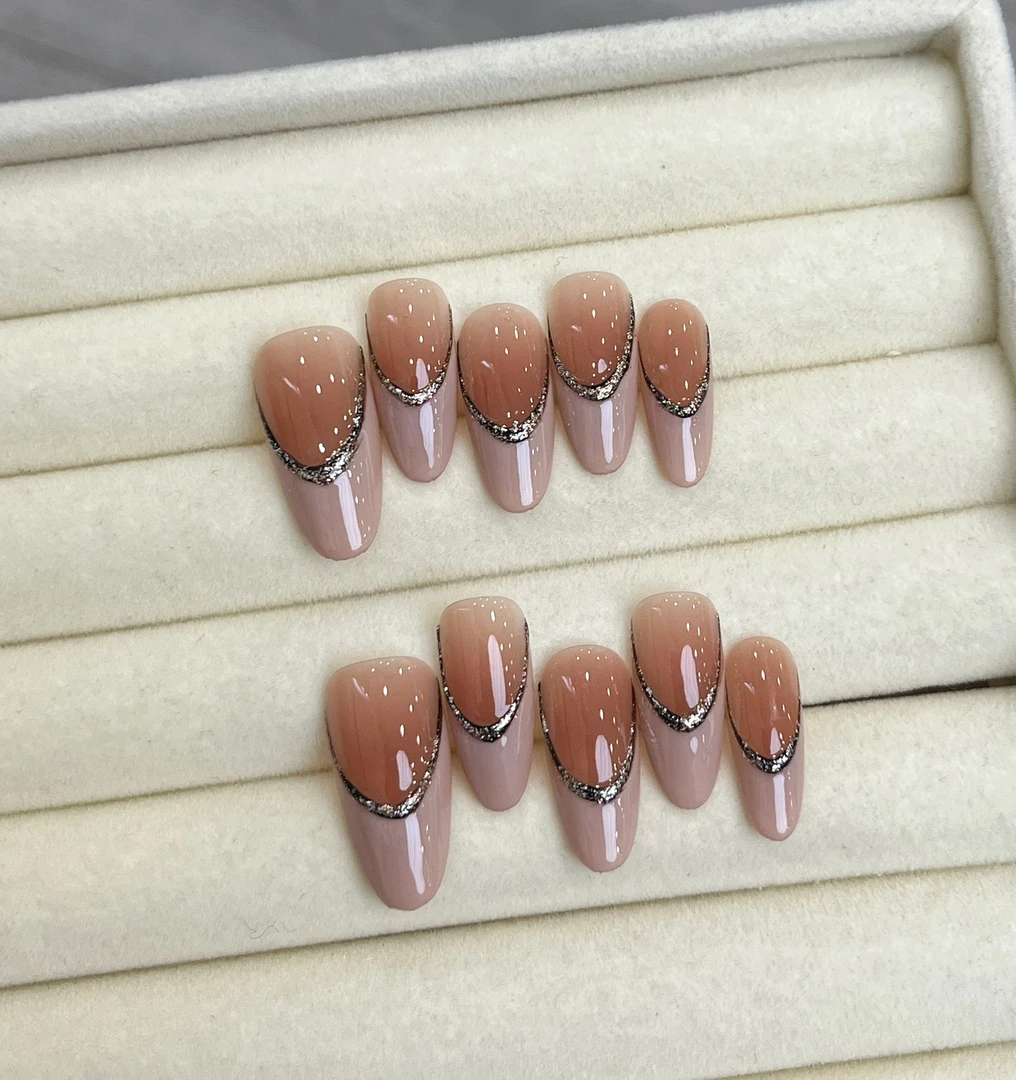 【流心包】珍珍手工穿戴甲气质显白裸色渐变法式可重复使用美甲贴片