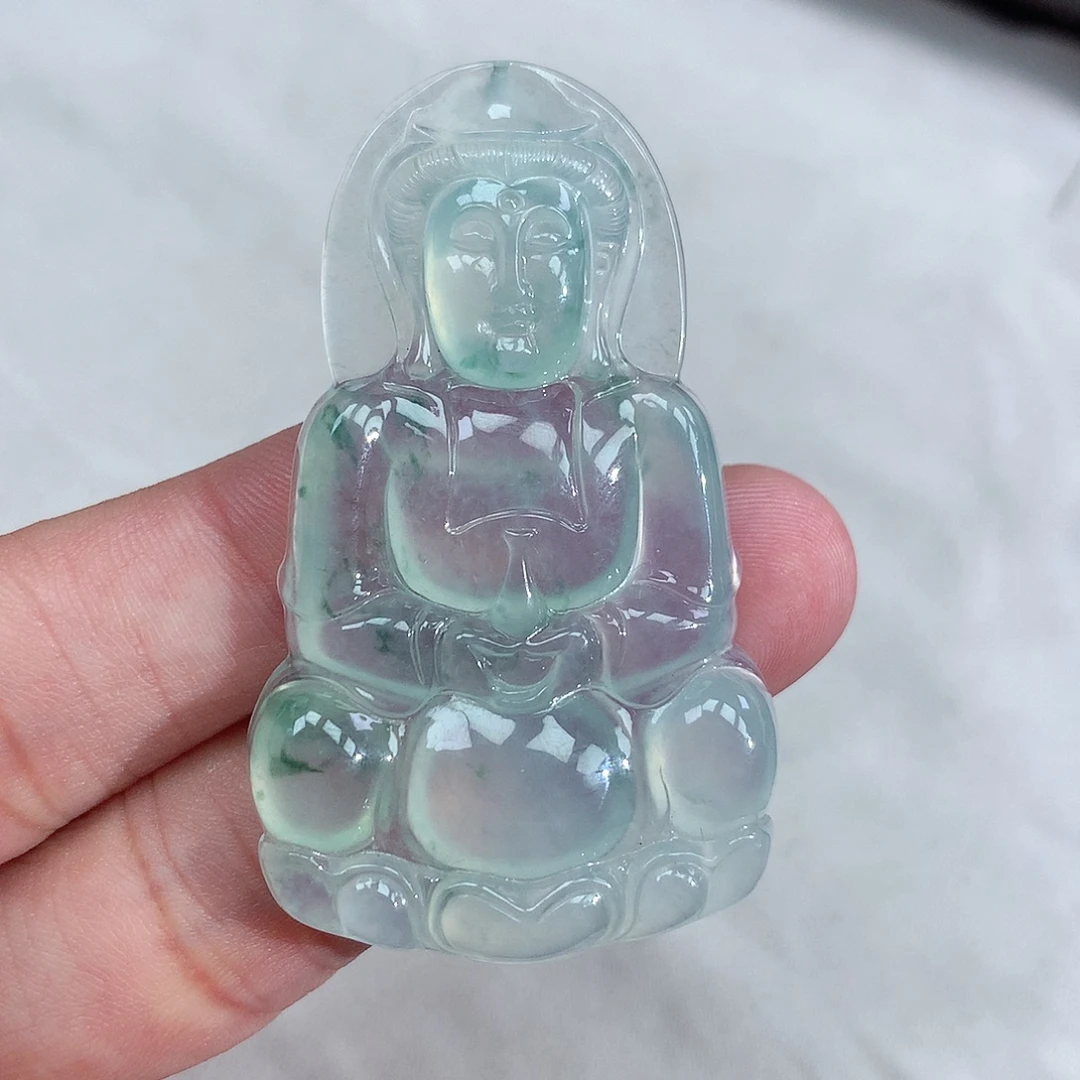 颈饰未镶嵌翡翠冰种飘花观音菩萨