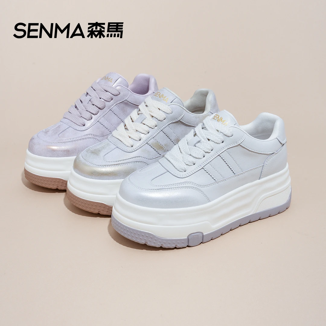 SENMA/森马【隐形增高6cm】百搭厚底2025小白鞋新款ins时尚休闲女鞋
