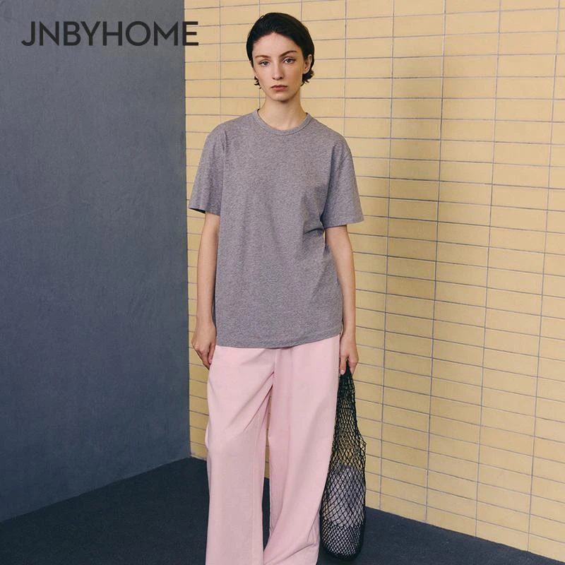JNBYHOME江南布衣25新圆领家居服上衣睡衣短袖宽松纯色t恤外穿女