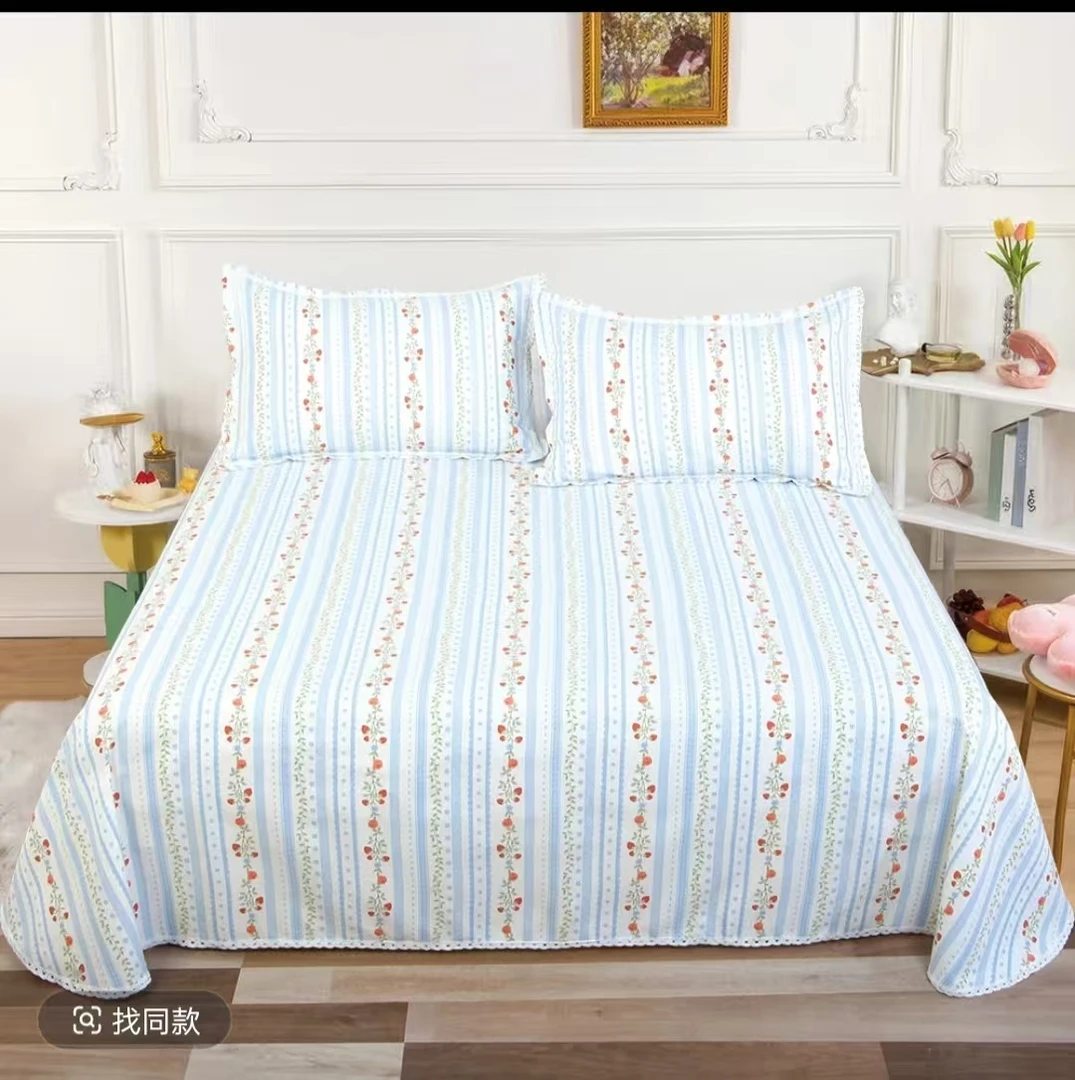 小清新原棉老粗布大尺寸花边新款软凉席床单爆款出售