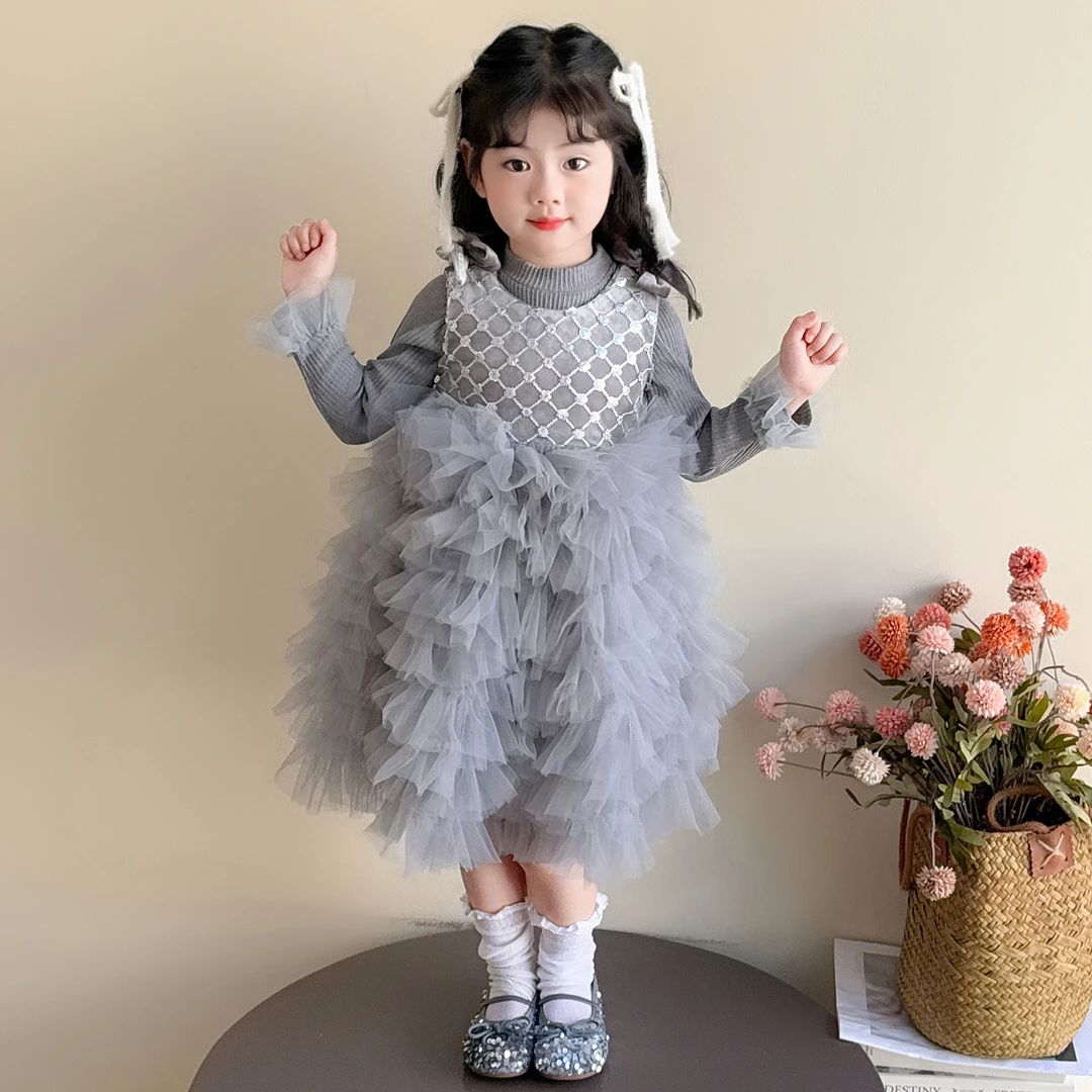 女童秋季连衣裙2025新款洋气儿童小香风蛋糕裙套装女宝宝公主裙子