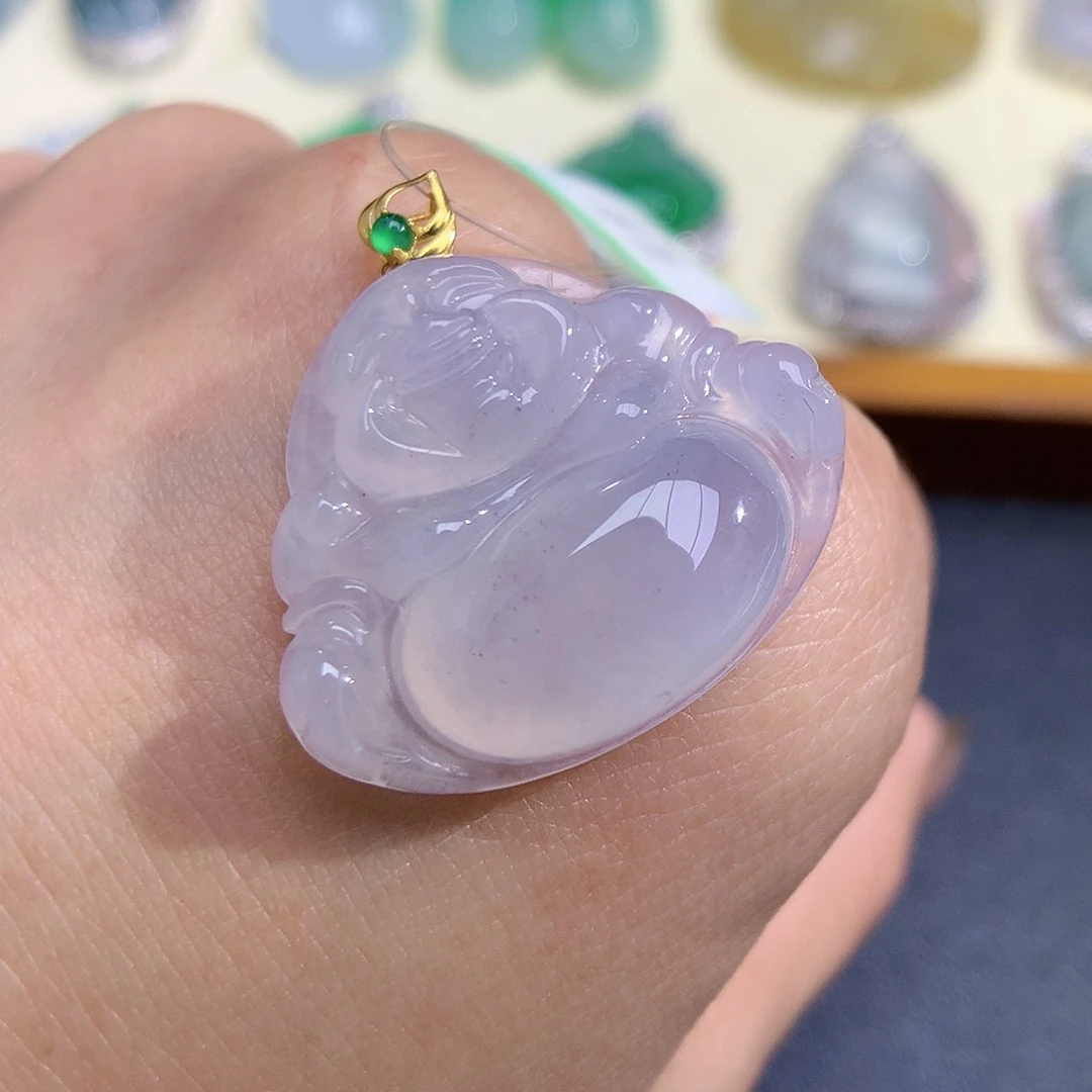 翡翠颈饰18K金镶嵌佛公