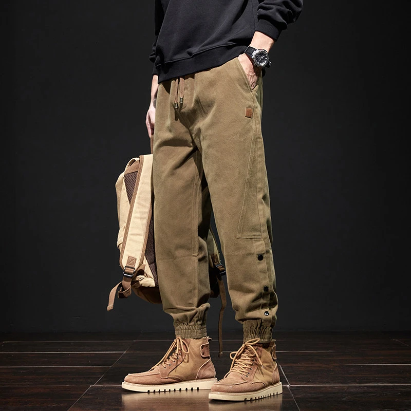 高端复古重磅工装裤男士春秋新款美式潮牌哈伦束脚裤休闲长裤子男