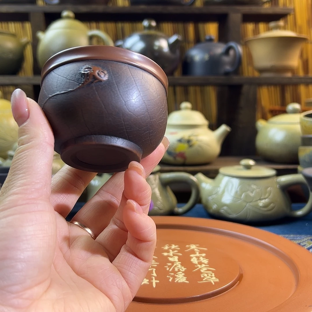 壶建水紫陶主人杯全手工100cc