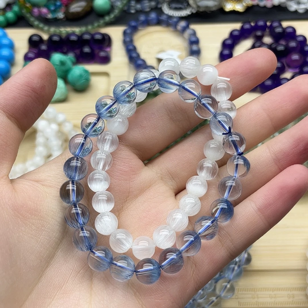 小***果银S925镶嵌手链烟晶