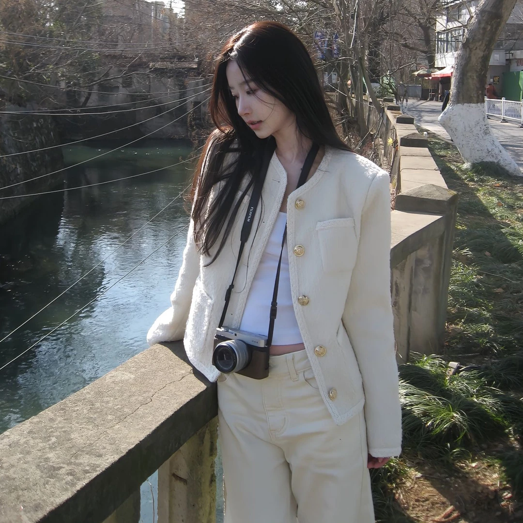早秋白色小香风短款薄外套2025早秋冬季女装新款韩系气质上衣7290