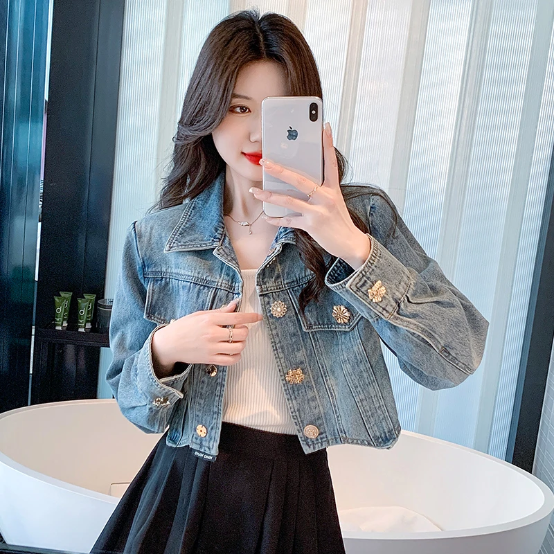 小香风短款牛仔外套女2025春秋新款洋气时尚设计感小个子夹克上衣