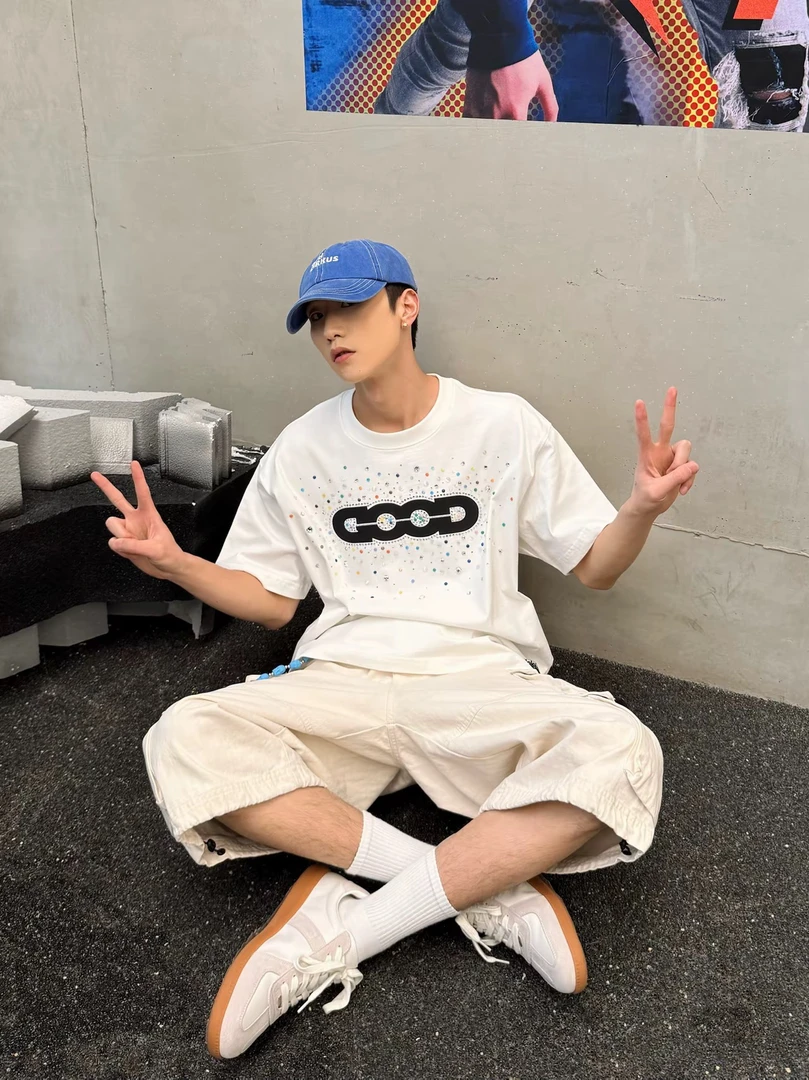 G00D2025ss假日缤纷糖果宝石彩钻短袖轻奢高级感T恤男女同款