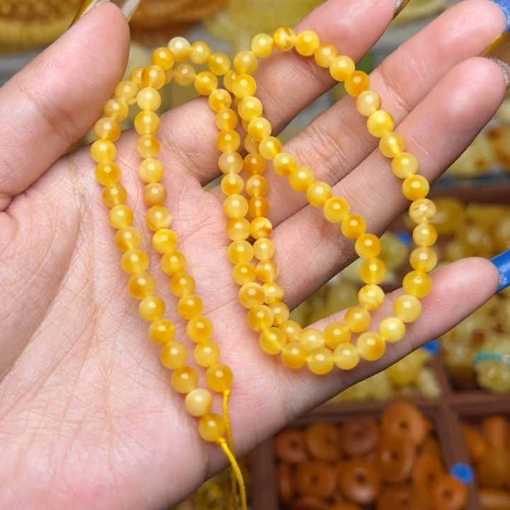 蜜蜡未镶嵌珠宝奇石-164-天然蜜蜡微瑕福利珠子卡4+