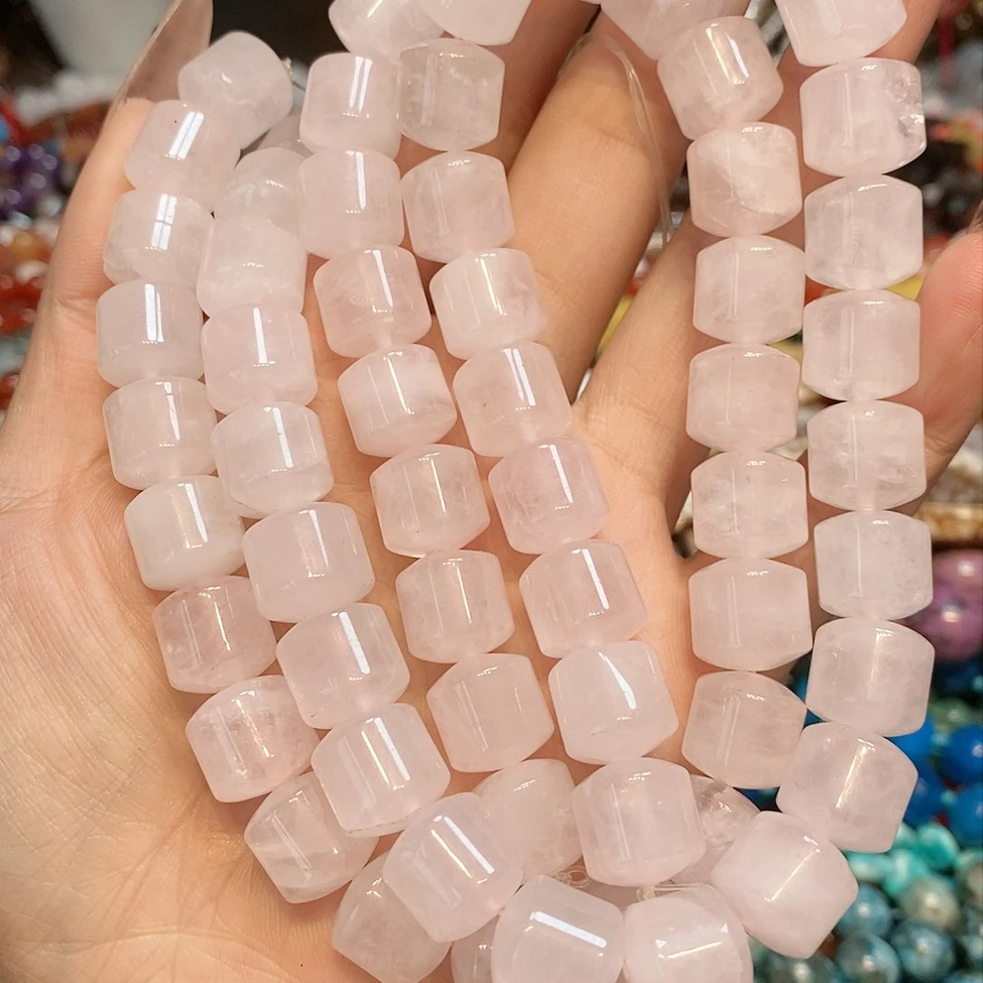 玛瑙/玉髓散珠天然粉水晶12✖️12mm一条
