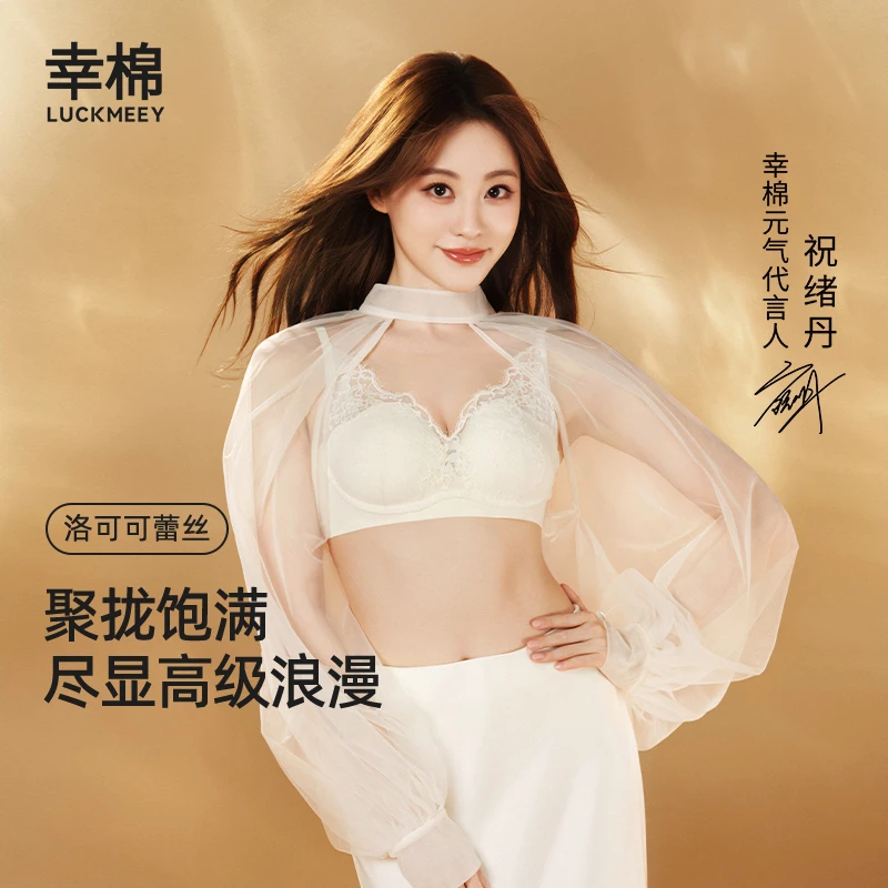 【深V显大聚拢】幸棉洛可可性感花型蕾丝可插垫法式内衣礼物礼盒*zb
