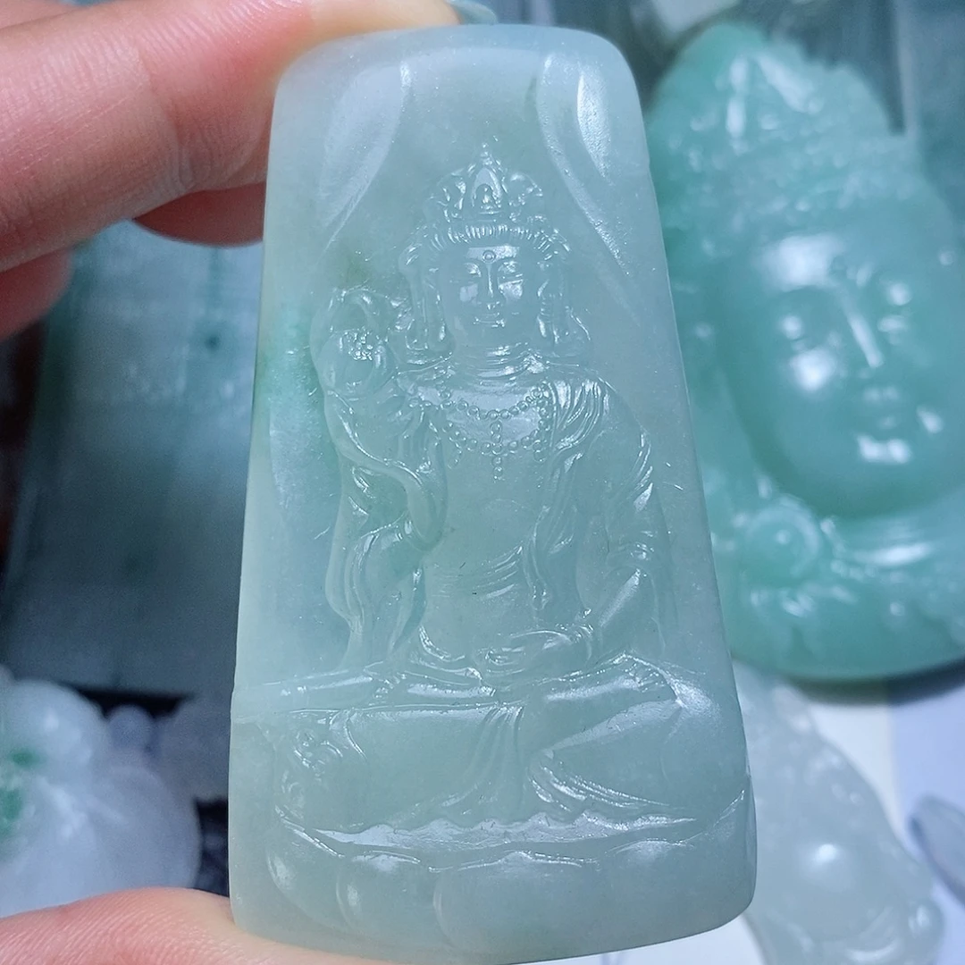 定制翡翠未镶嵌毛货付款后确认抛光