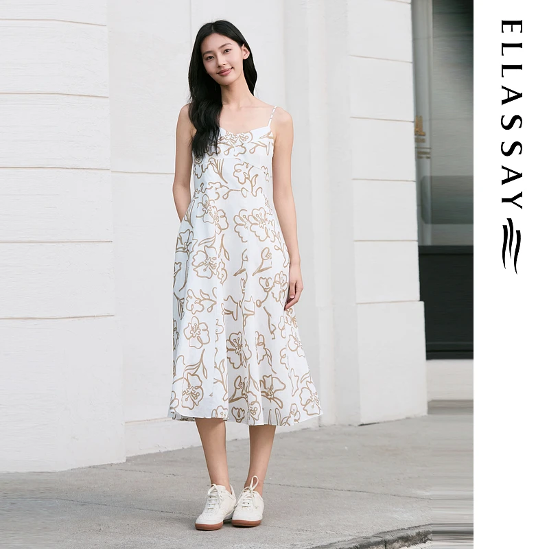 ELLASSAY歌力思2025夏季新款舒适气质吊带连衣裙女EWD365Y252DX