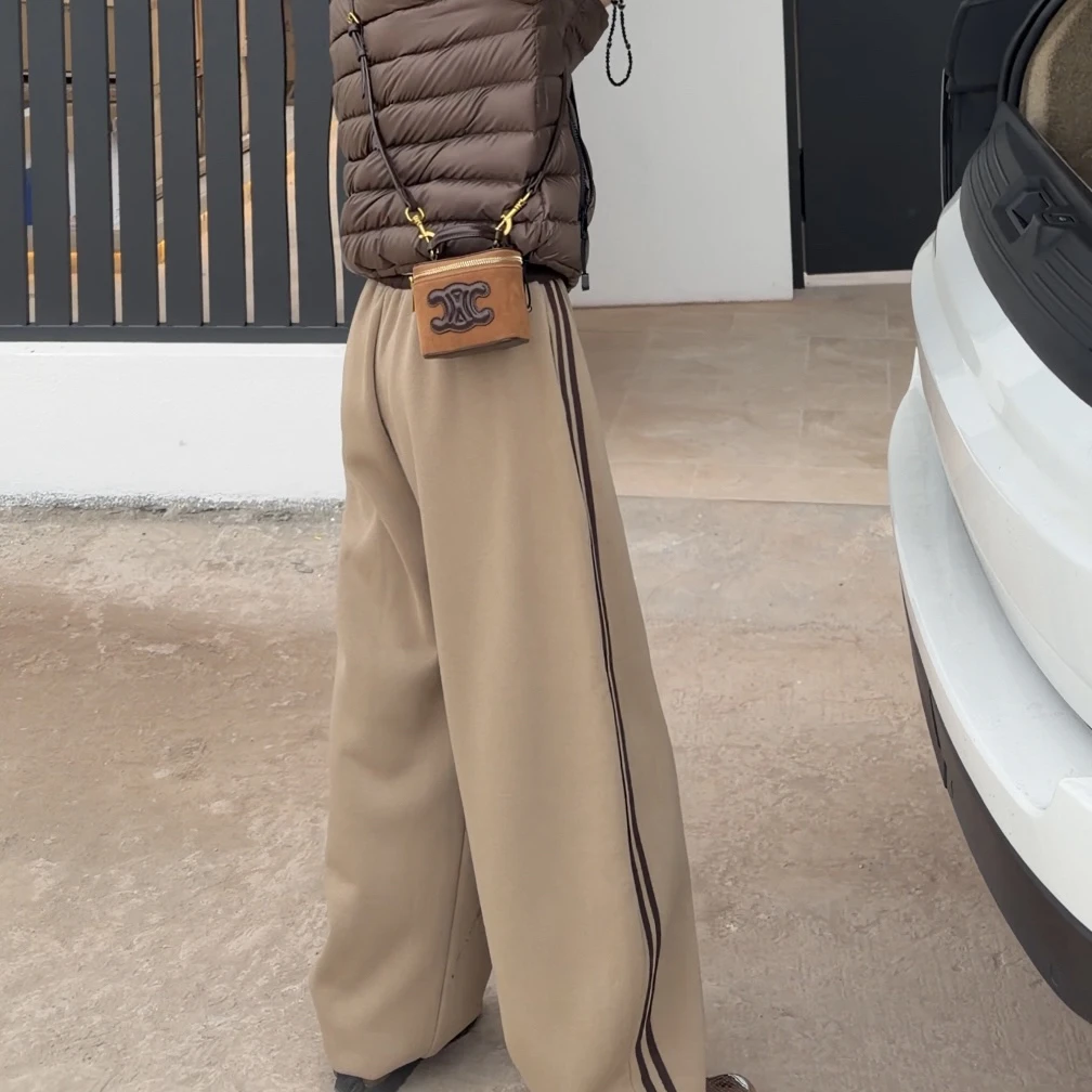 T·X【竖纹时光】宽松显瘦洋气拼接设计加绒加厚休闲裤女