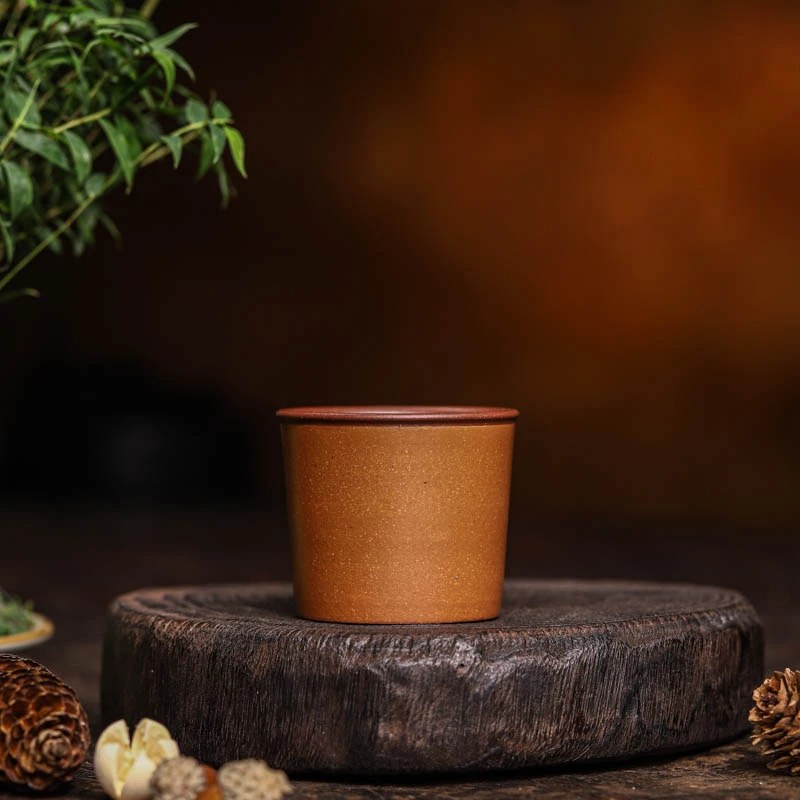 手工杯 | 泥料体验 双工艺粉浆平底纸杯紫砂主人杯