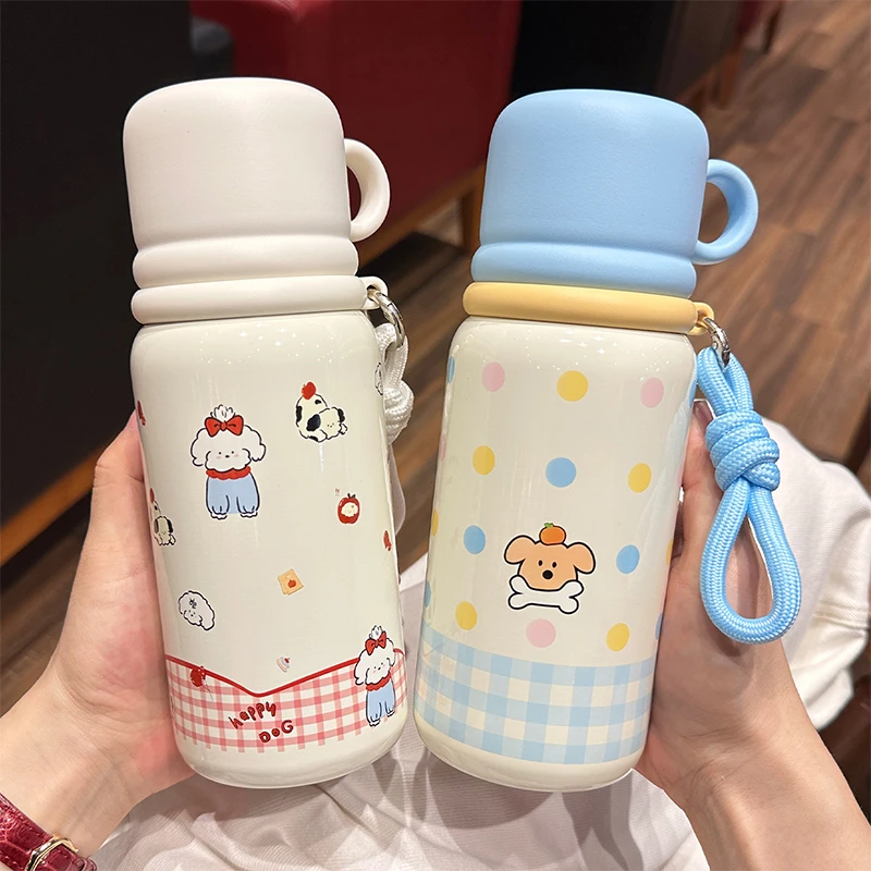 保温杯儿童6-12岁上学用吸管杯女生高颜值水杯便携带盖喝水杯子