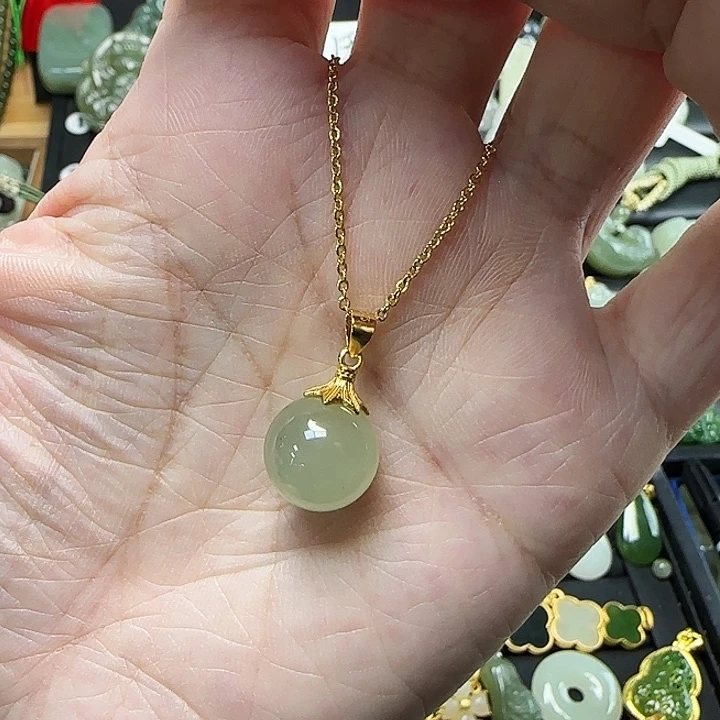 颈饰银S925镶嵌和田玉