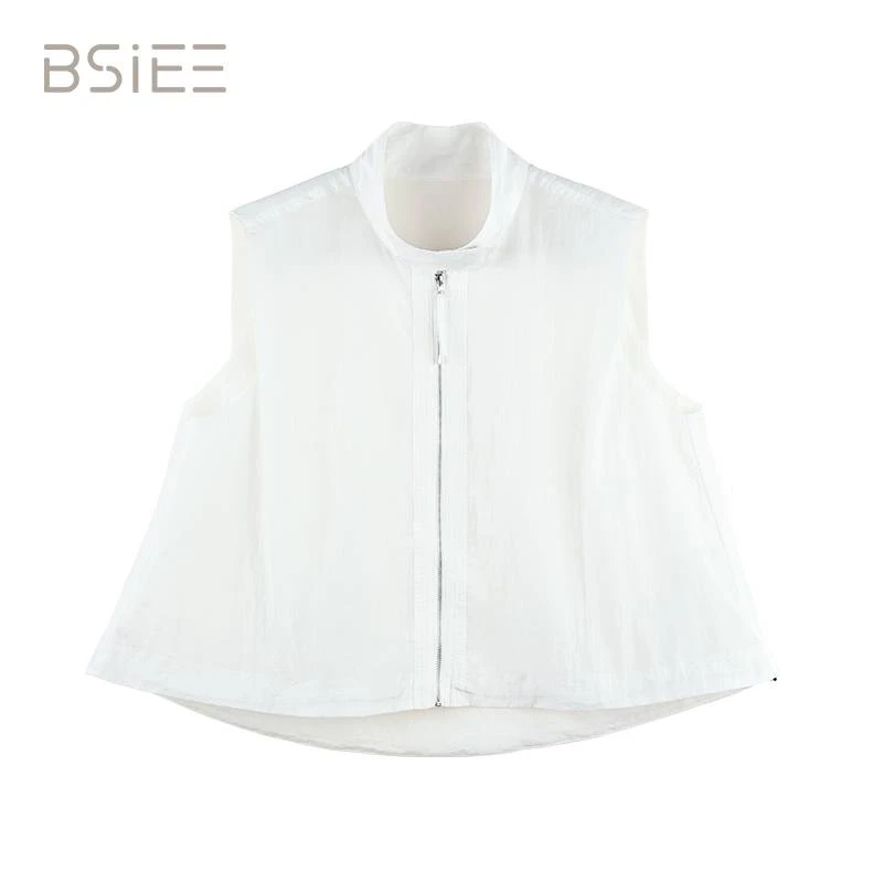 BSIEE/本涩下摆抽绳马甲时尚休闲百搭