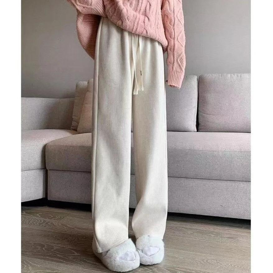 【粉丝福利】加绒时尚仿羊绒阔腿裤保暖防风显瘦窄版上班百搭80570