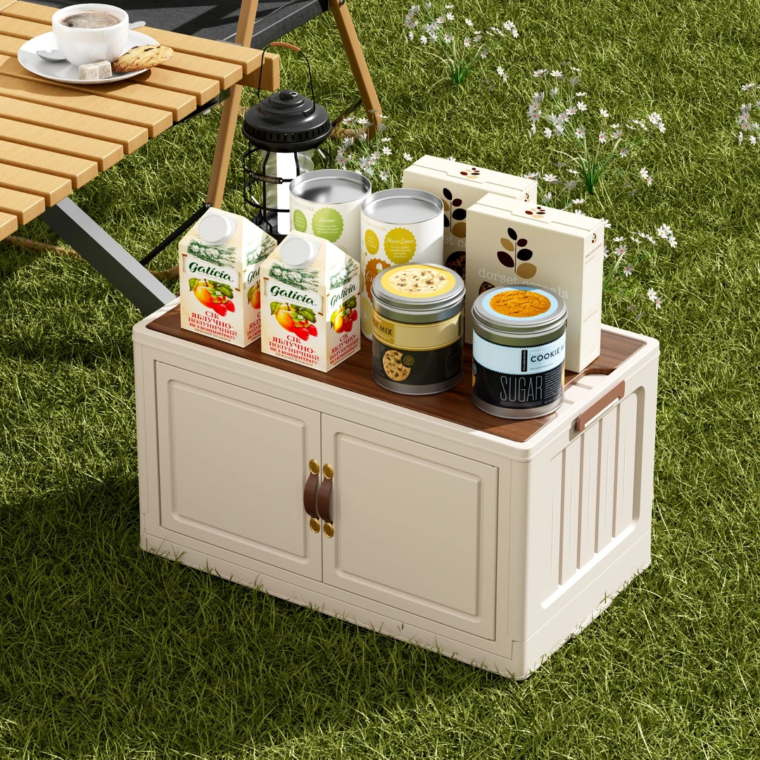 【50大号】户外收纳柜野外露营木盖可折叠收纳柜车载后备箱整理柜