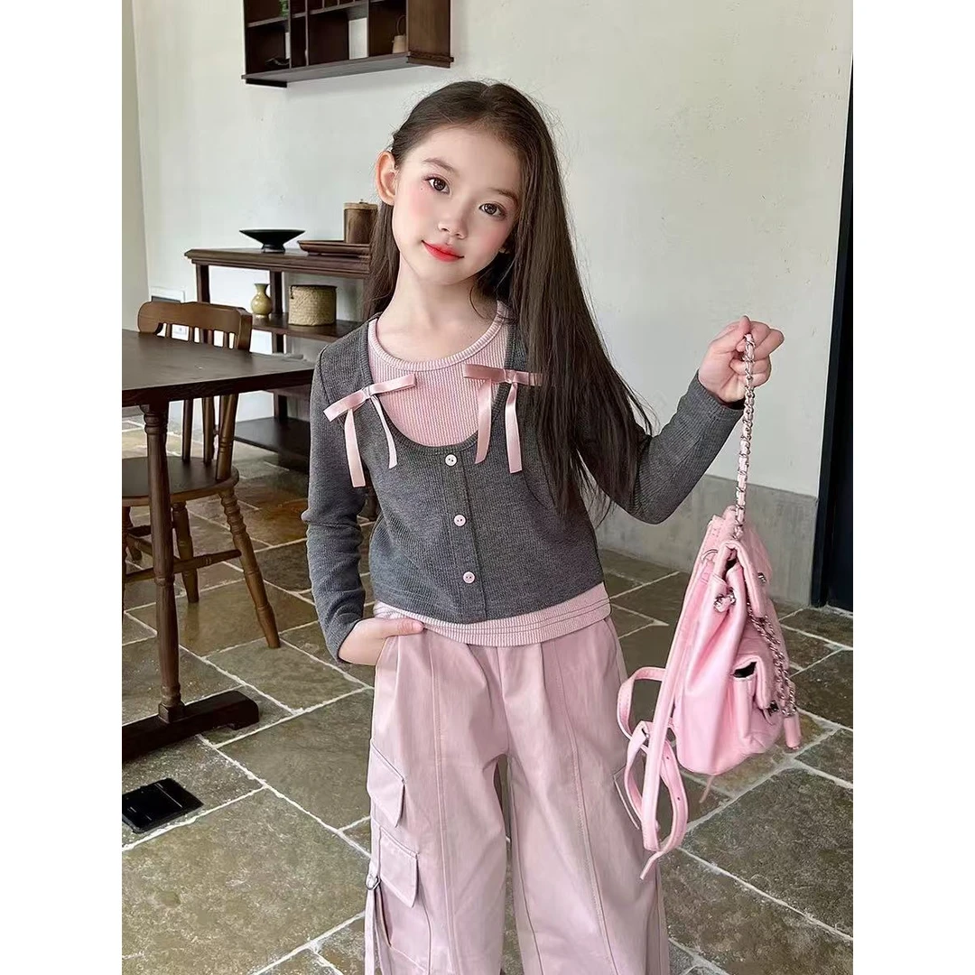 女童秋季长袖套装2025新款儿童洋气卫衣小女孩春秋款卡通时髦两件