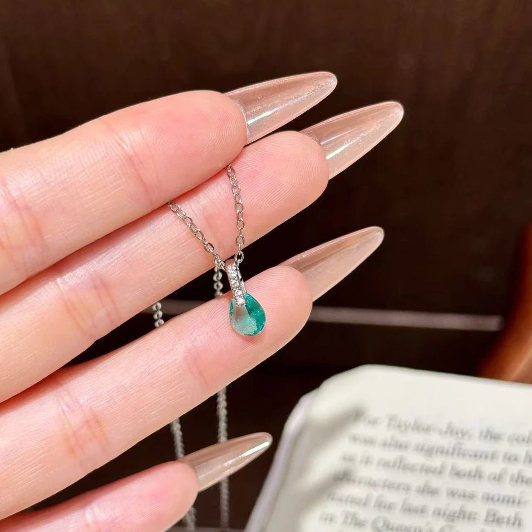 柯柒 钛钢项链 蓝眼泪清冷水滴项链轻奢时尚气质小众设计感锁骨链