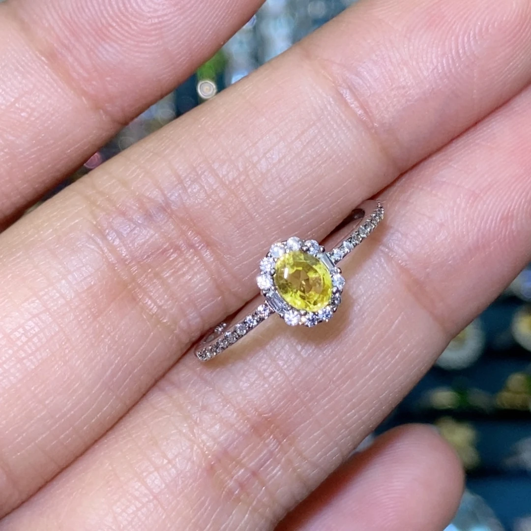 彩色蓝宝石银S925镶嵌戒指