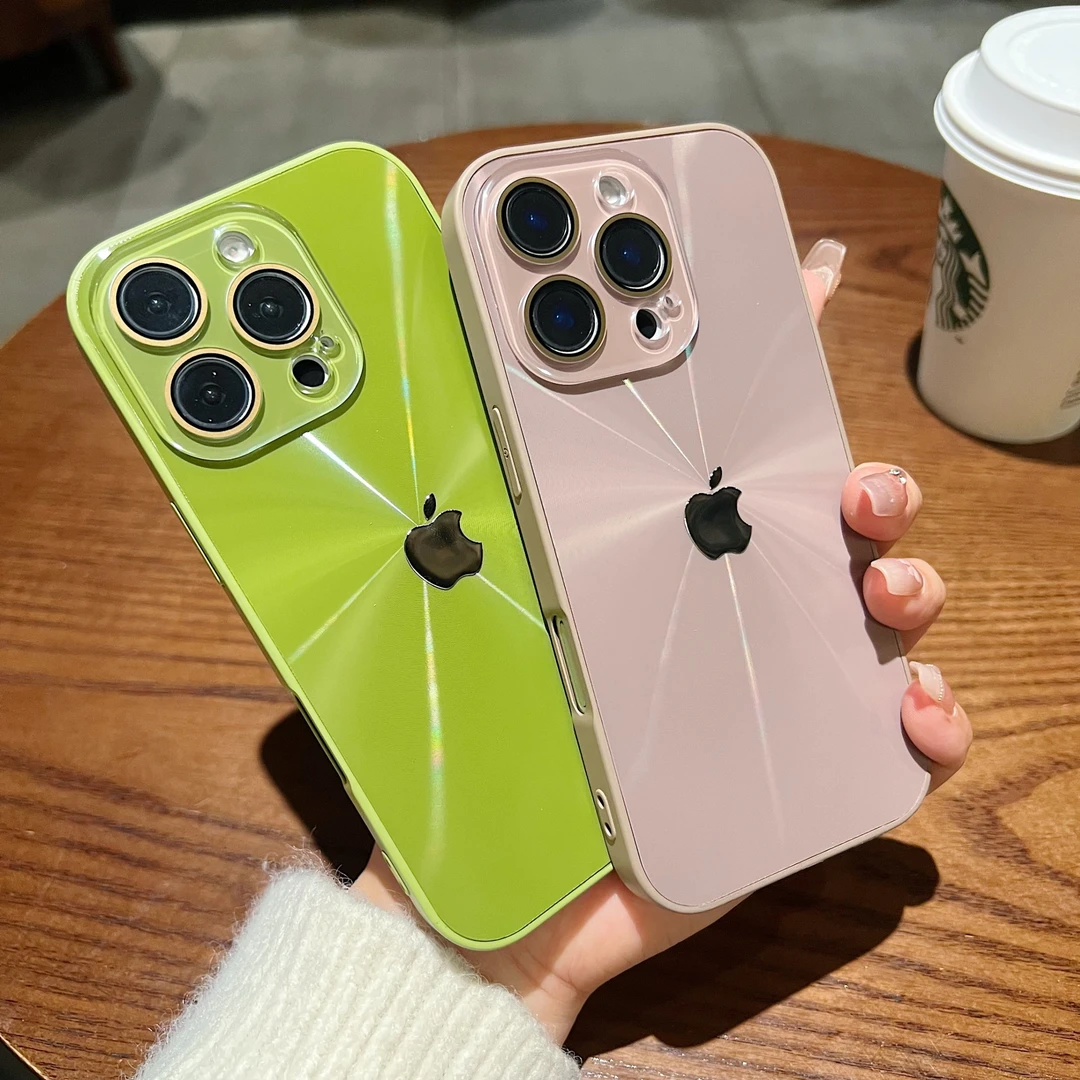 新款极光LOGO适用苹果16手机壳全包防摔耐脏绿色15promax高级感软
