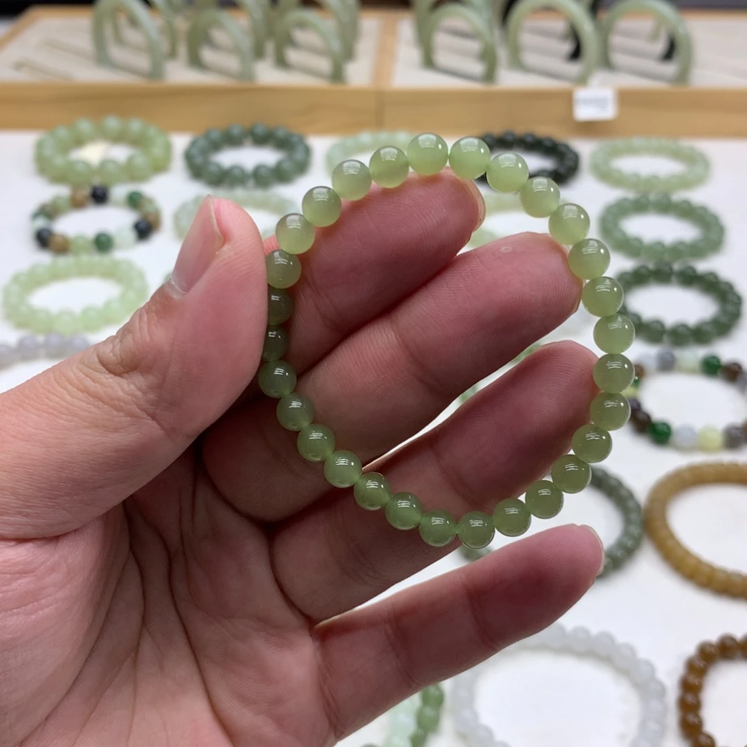 和田玉手串（冰晴水5.8）未镶嵌