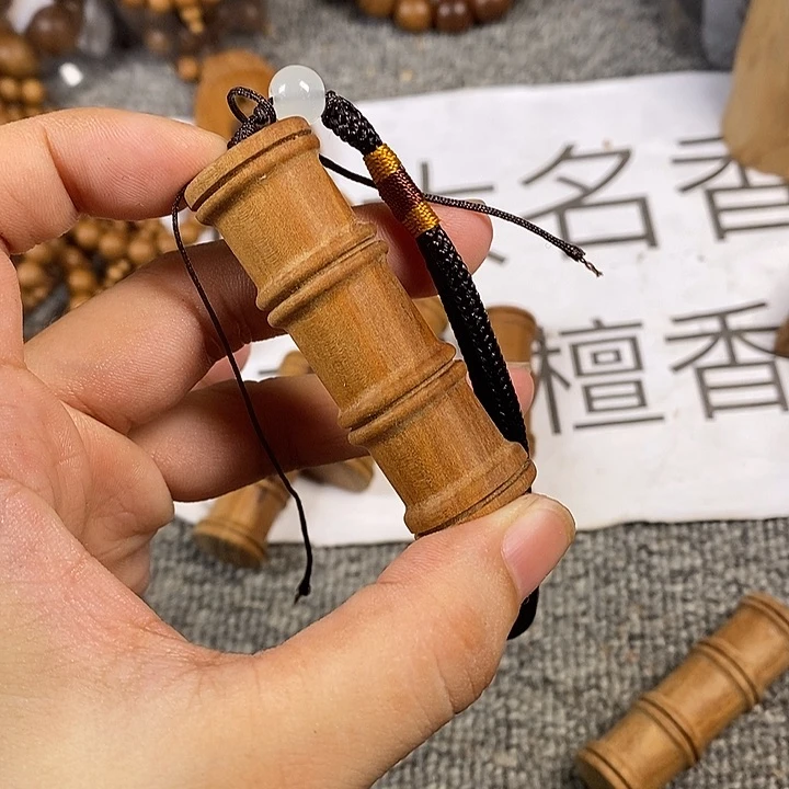 檀香木无事牌老山檀香葫雕刻竹节手把件