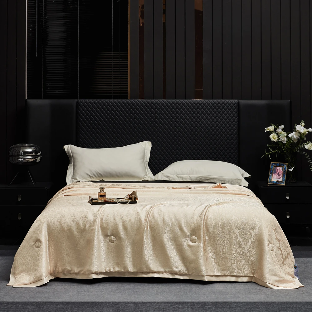 恒源祥柔光贡缎抗菌夏凉被轻奢亲肤纯色提花凉感空调被夏被机洗